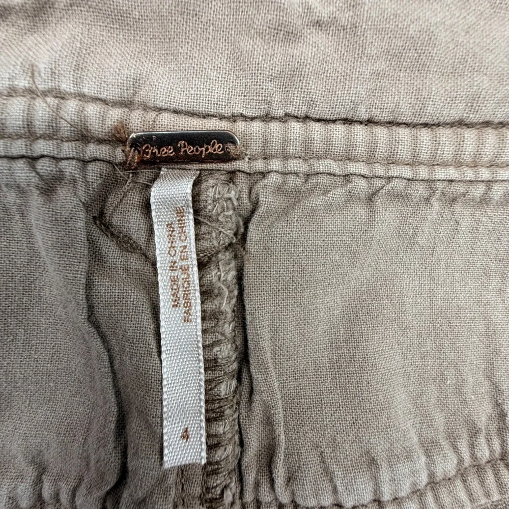 Free People Tan Corduroy Flare Pants Brown Boho Patch Pocket Size 4